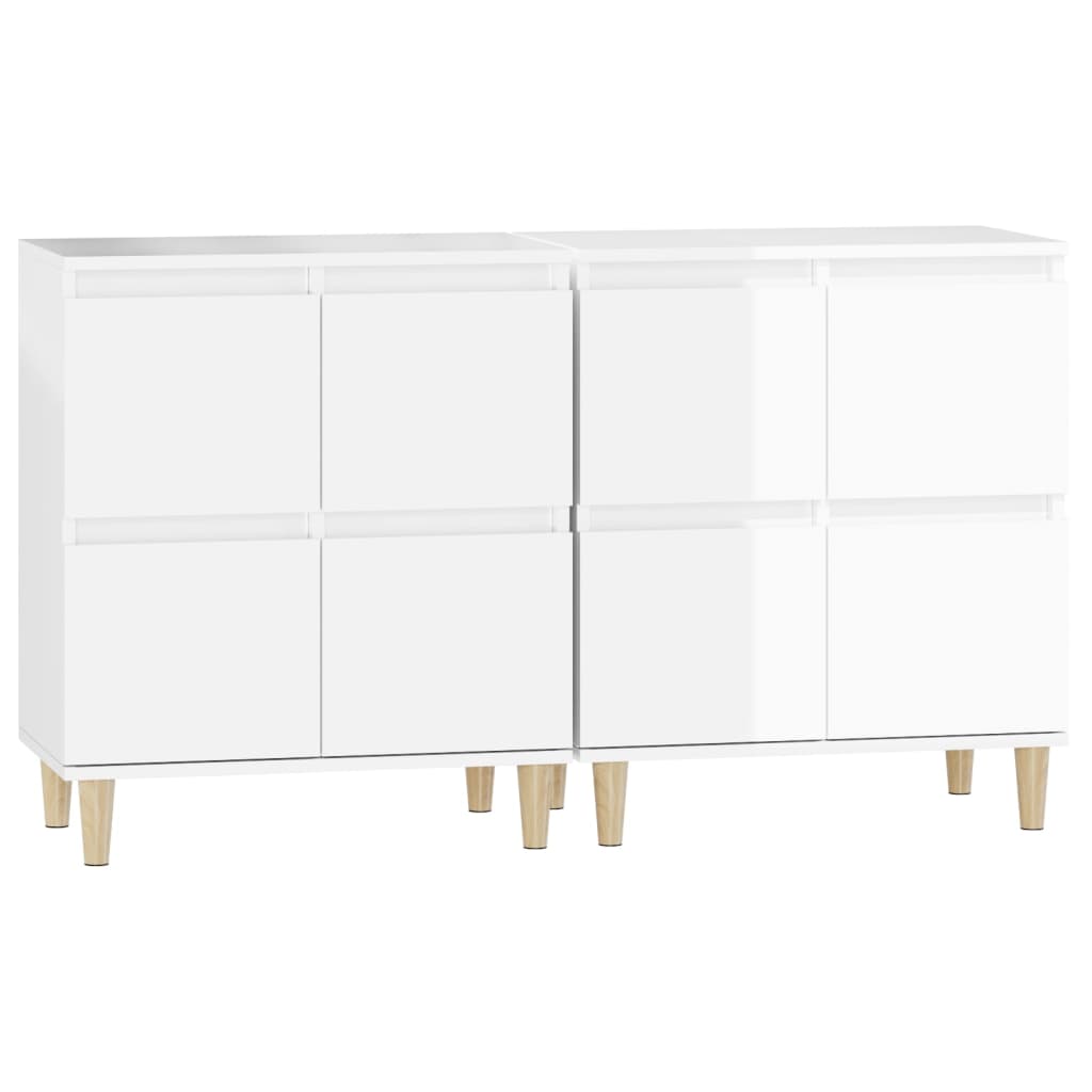 vidaXL Sideboards 2 pcs High Gloss White 60x35x70 cm Engineered Wood