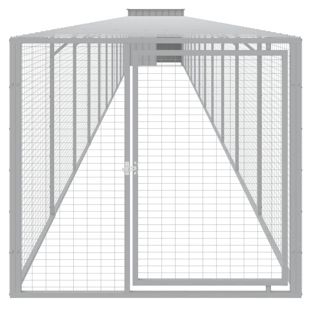 vidaXL Chicken Cage with Run Light Grey 110x1221x110 cm Galvanised Steel