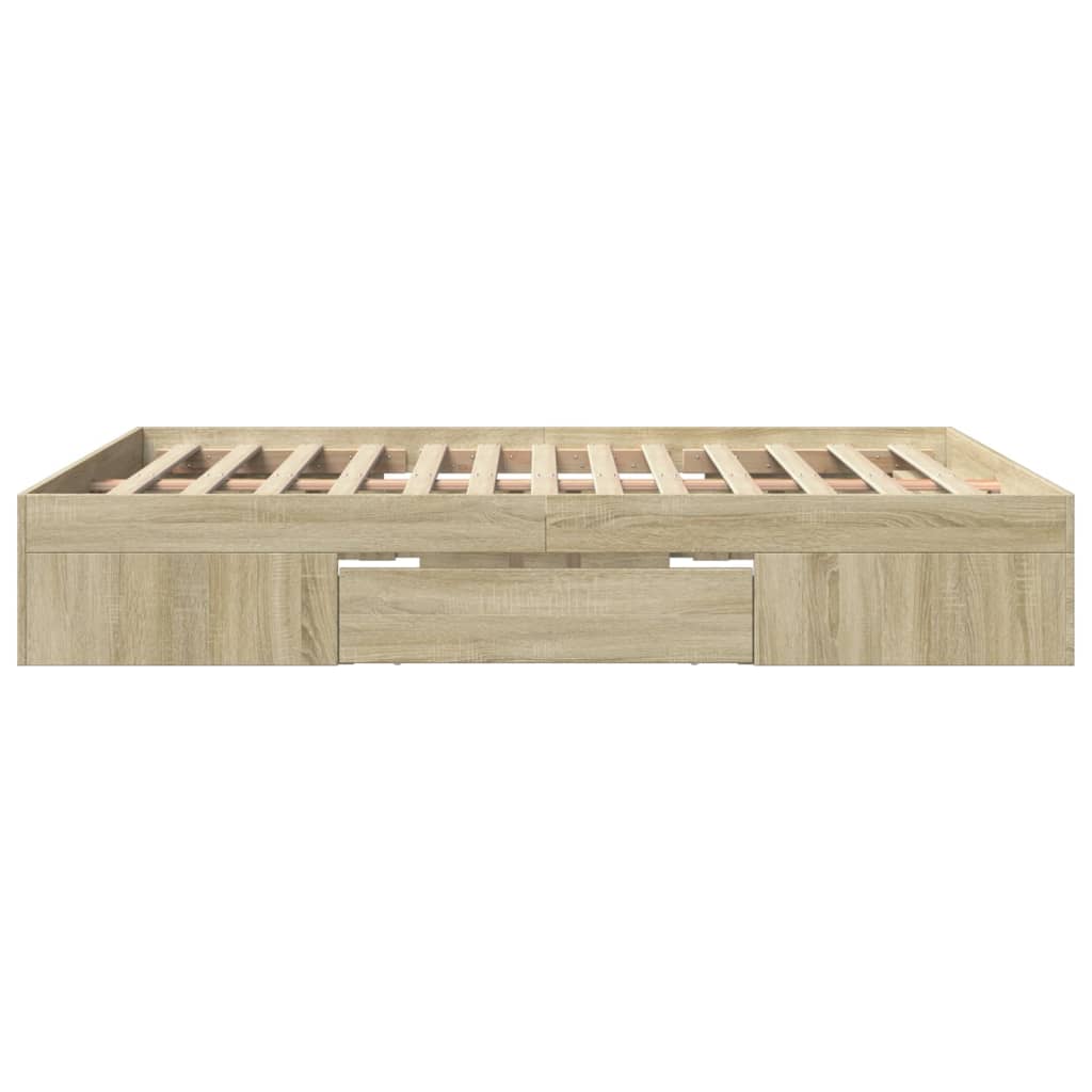 vidaXL Bed Frame without Mattress Sonoma Oak 150x200 cm King Size Engineered Wood