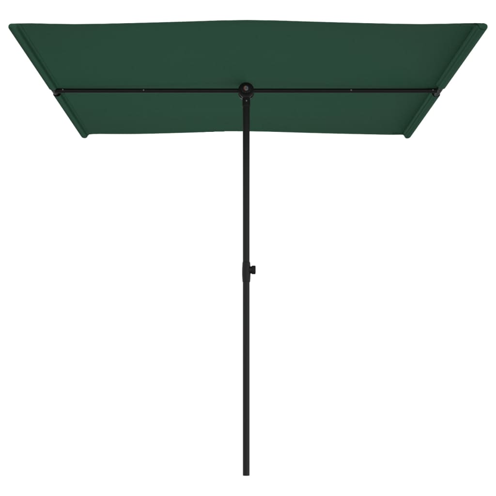 vidaXL Garden Parasol with Aluminium Pole 2x1.5 m Green