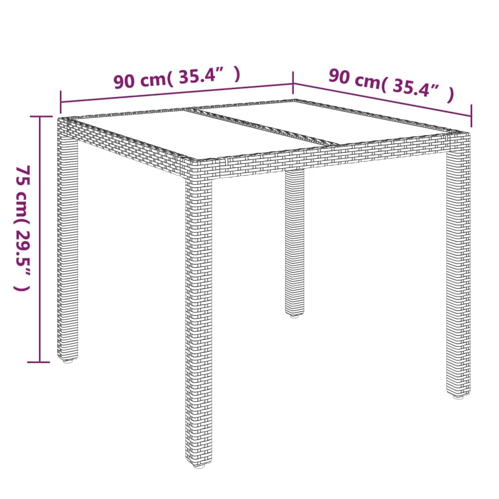 vidaXL 3 Piece Garden Dining Set with Cushions Grey Poly Rattan