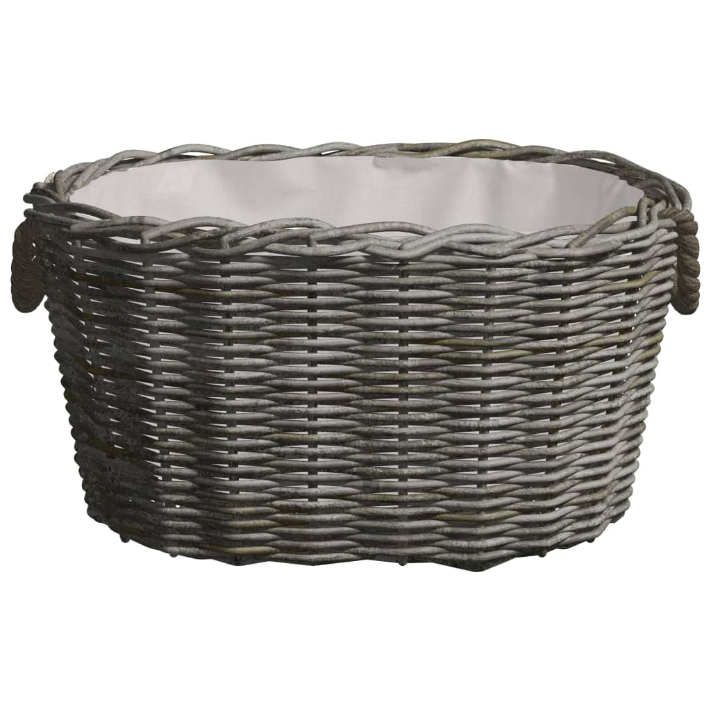 vidaXL Firewood Basket with Carrying Handles 60x40x28 cm Grey Willow