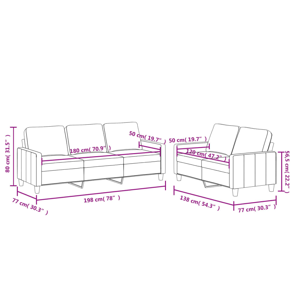 vidaXL 2 Piece Sofa Set with Cushions Cappuccino Faux Leather