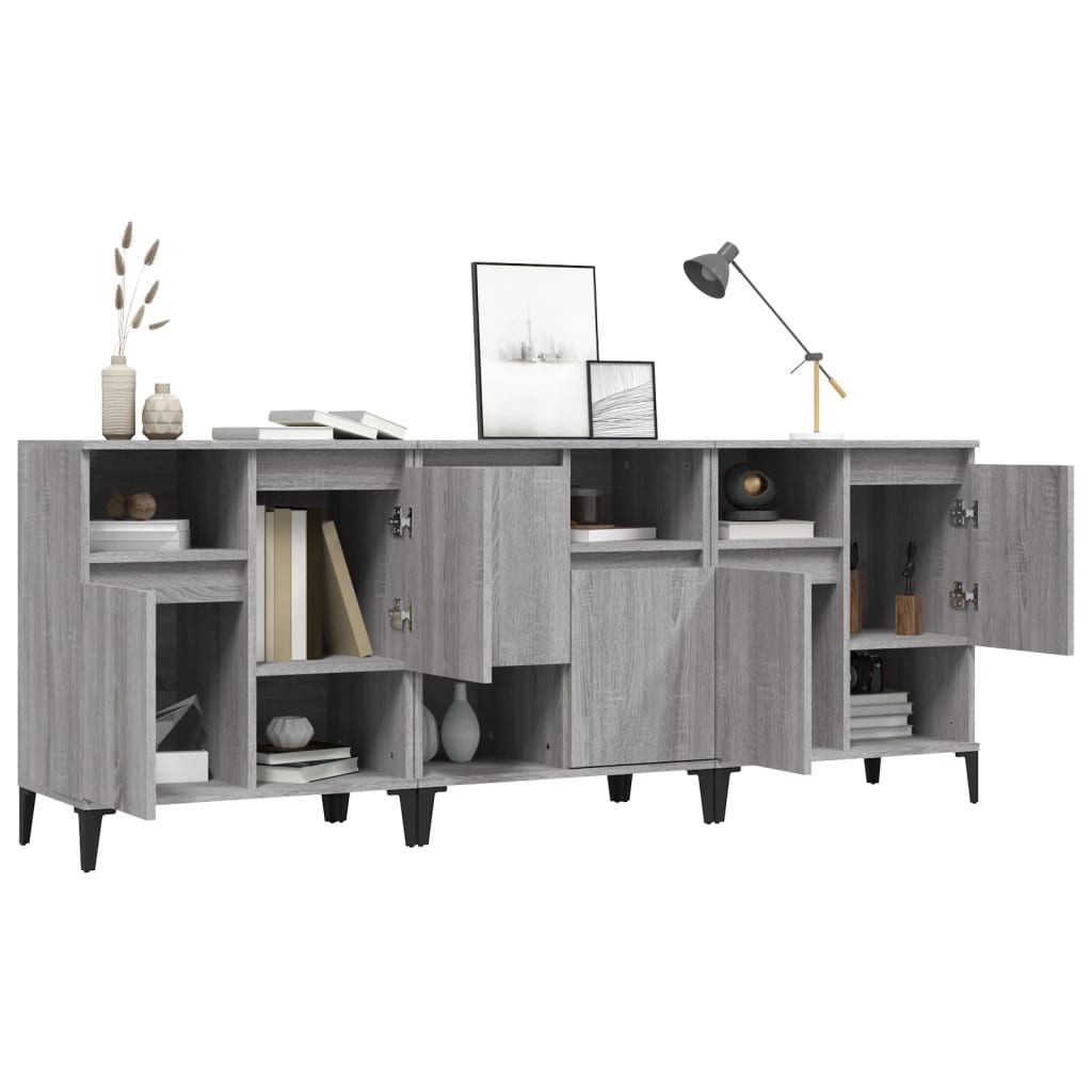 vidaXL Sideboards 3 pcs Grey Sonoma 60x35x70 cm Engineered Wood