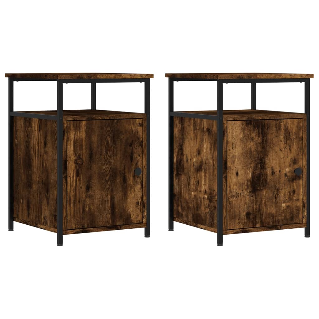 vidaXL Bedside Cabinets 2 pcs Smoked Oak 40x42x60 cm Engineered Wood