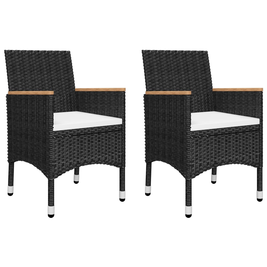 vidaXL 3 Piece Garden Bistro Set Poly Rattan and Tempered Glass Black