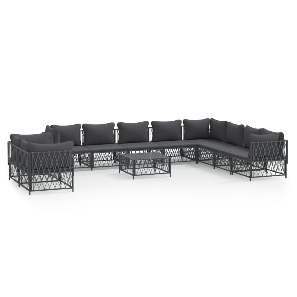 vidaXL 11 Piece Garden Lounge Set with Cushions Anthracite Steel