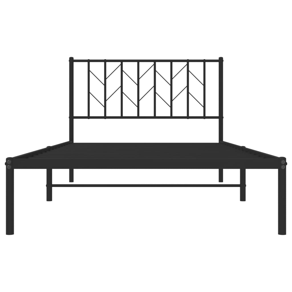 vidaXL Metal Bed Frame without Mattress with Headboard Black 107x203 cm