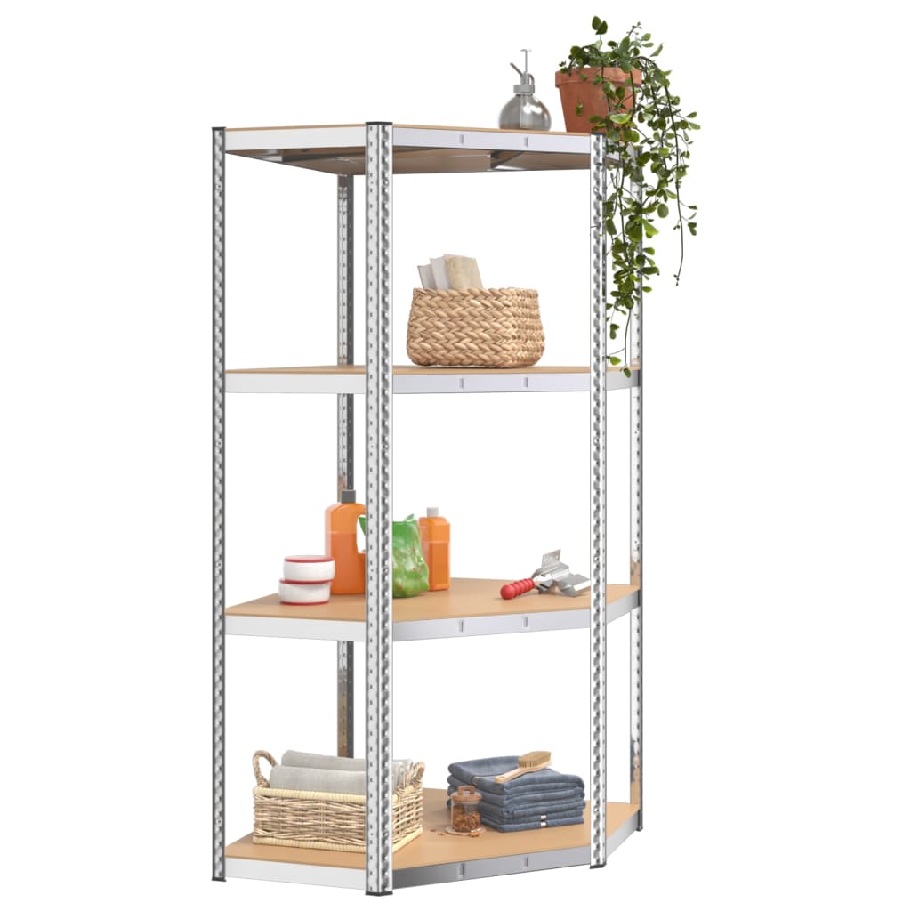 vidaXL 4-Layer Shelves 5 pcs Silver Steel&Engineered Wood