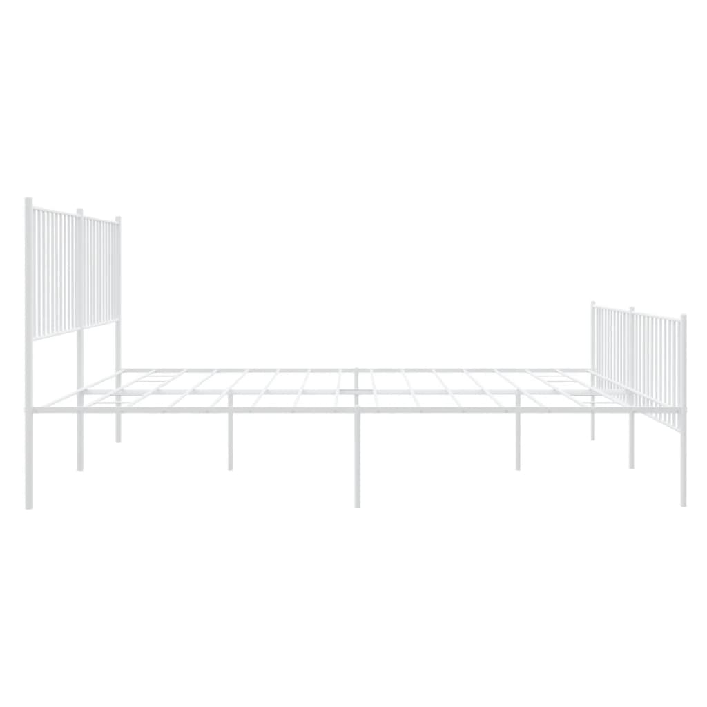 vidaXL Metal Bed Frame without Mattress with Footboard White 180x200 cm Super King