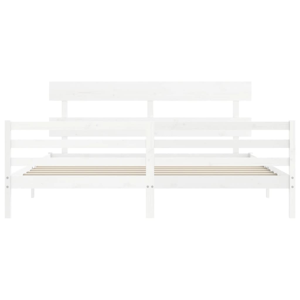 vidaXL Bed Frame without Mattress White Super King Size Solid Wood