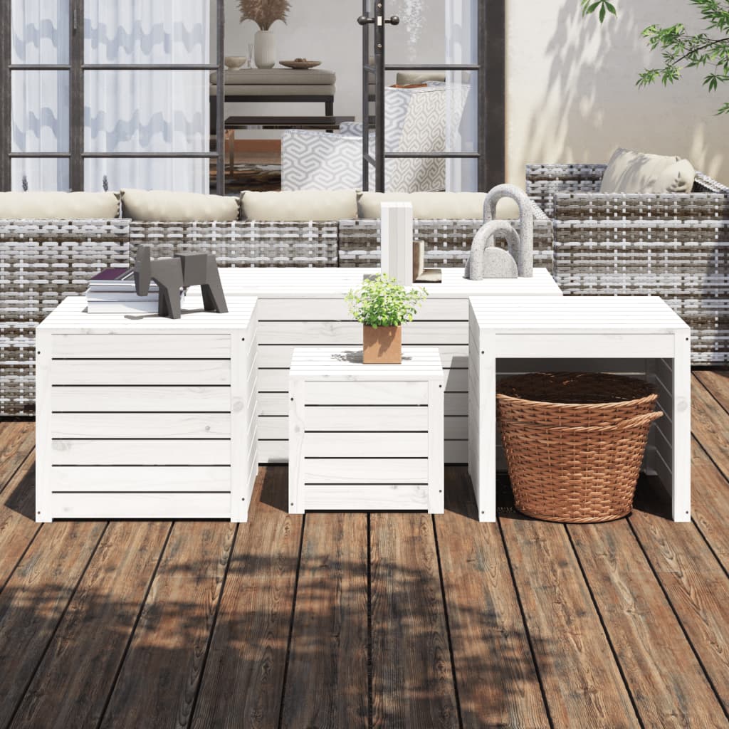 vidaXL 4 Piece Garden Box Set White Solid Wood Pine