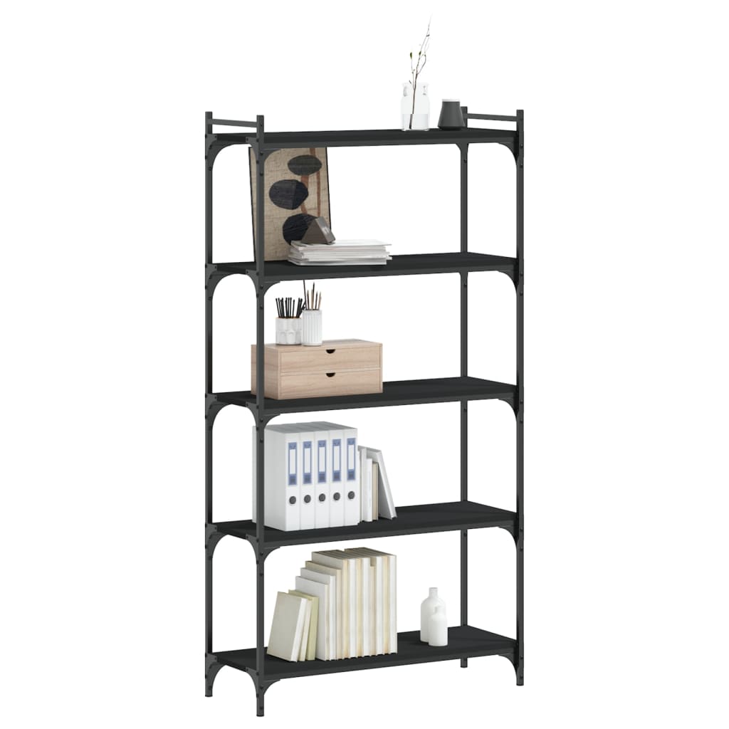 vidaXL Bookcase 5-Tier Black 80x30x154 cm Engineered Wood