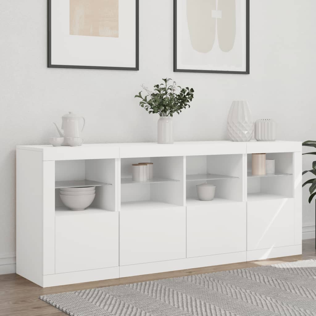 vidaXL Sideboard with LED Lights White 163x37x67 cm