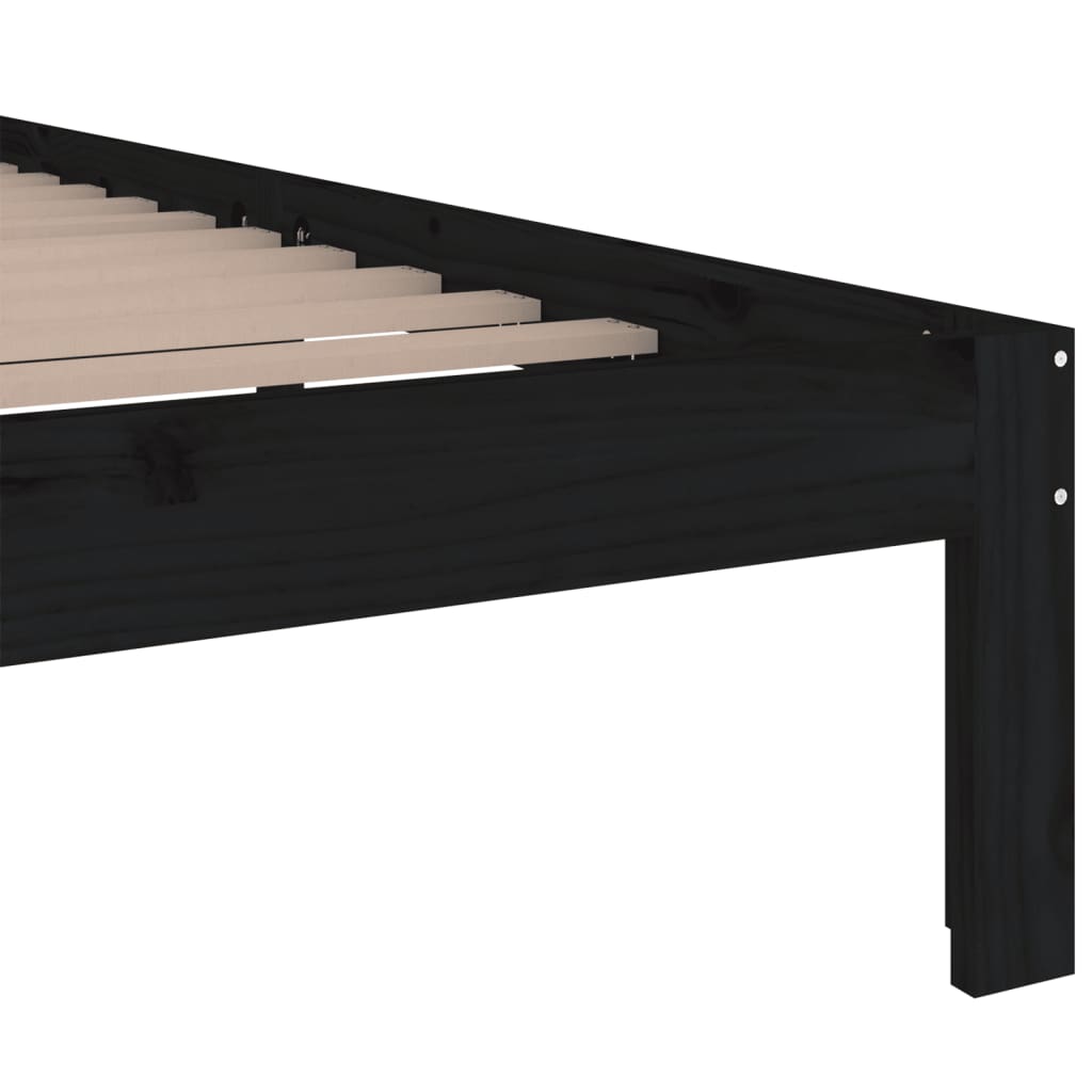 vidaXL Bed Frame without Mattress Black Solid Wood 150x200 cm King Size