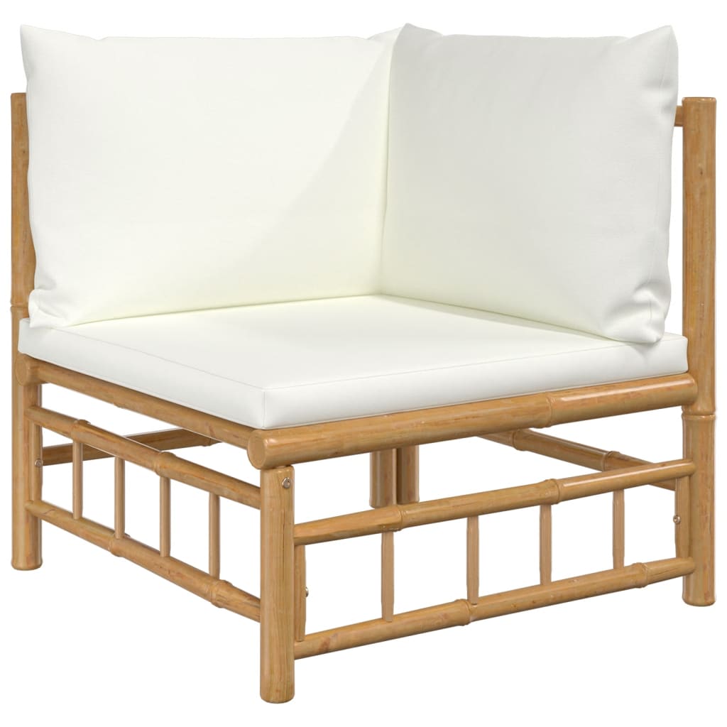 vidaXL 7 Piece Garden Lounge Set with Cream White Cushions Bamboo