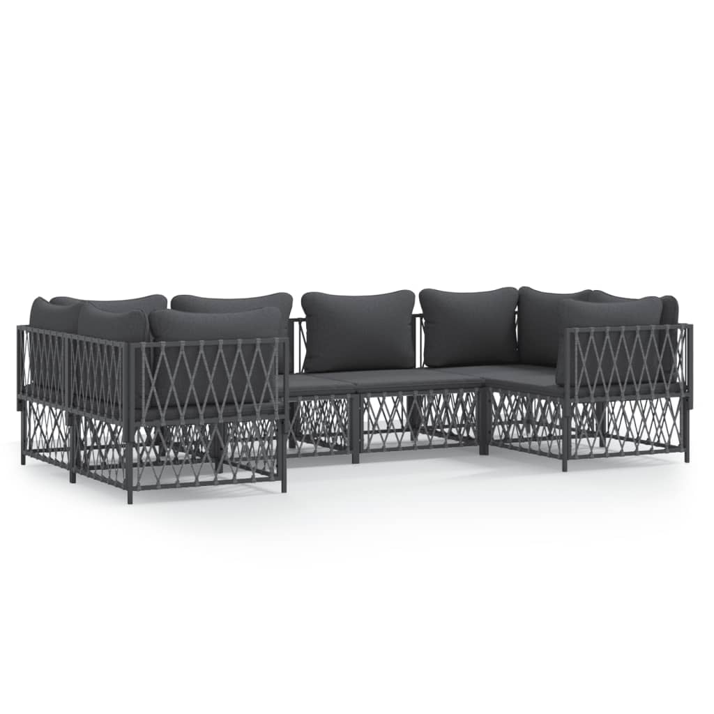 vidaXL 6 Piece Garden Lounge Set with Cushions Anthracite Steel