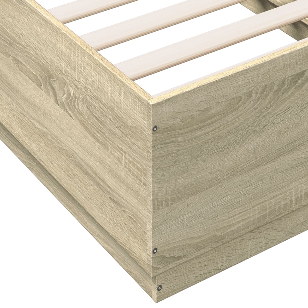 vidaXL Bed Frame with LED without Mattress Sonoma Oak 90x190 cm Single