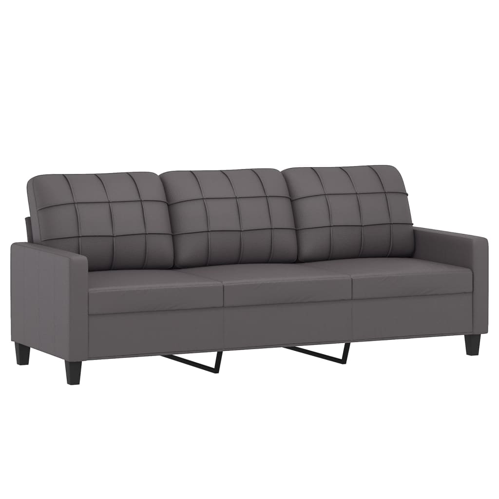 vidaXL 3-Seater Sofa Grey 180 cm Faux Leather