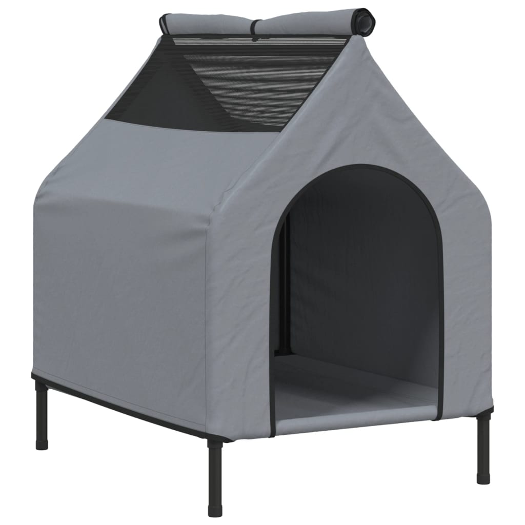 vidaXL Dog House Light Grey Oxford Fabric and Steel