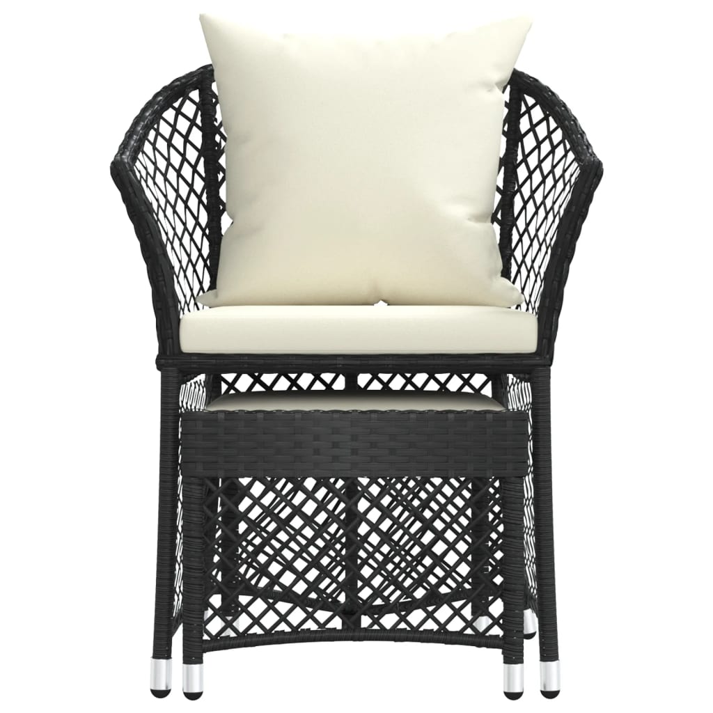 vidaXL 2 Piece Garden Lounge Set with Cushions Black Poly Rattan