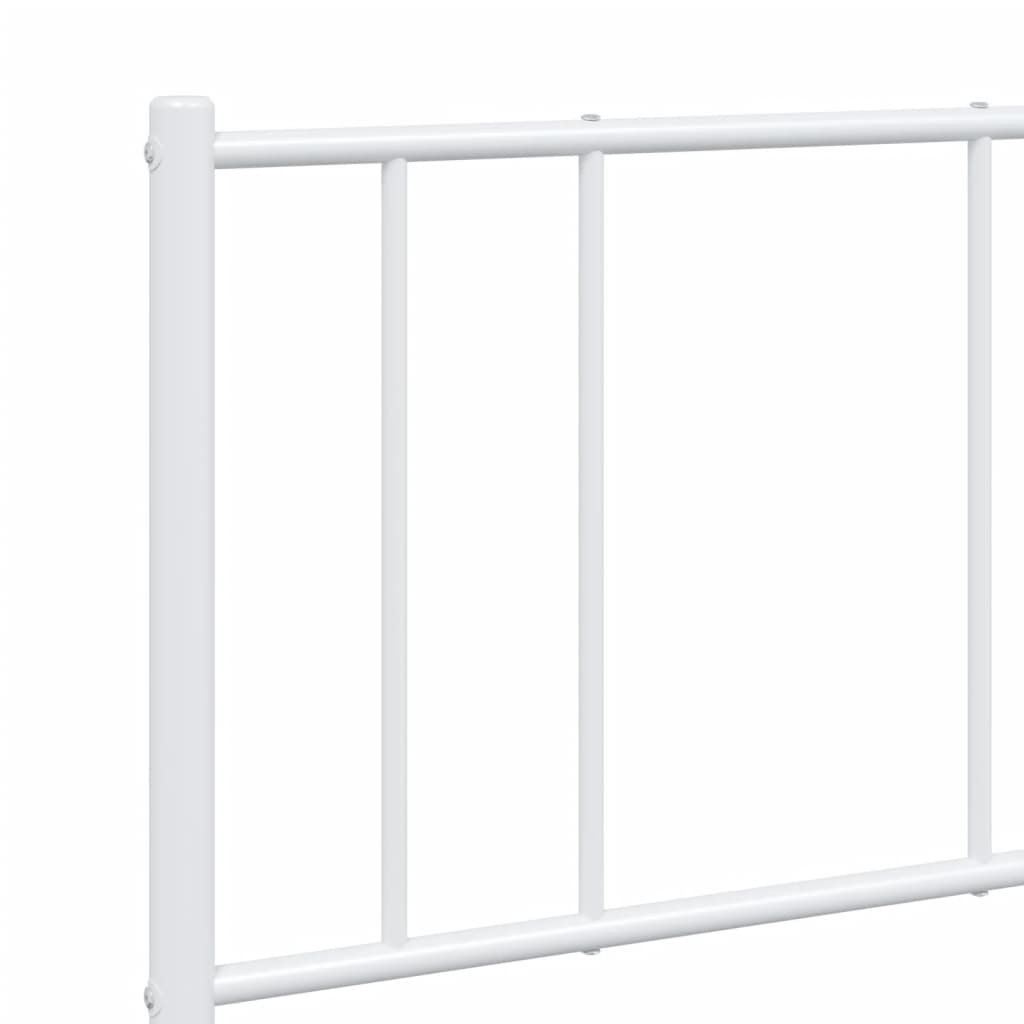 vidaXL Metal Bed Frame without Mattress with Headboard White 135x190 cm Double