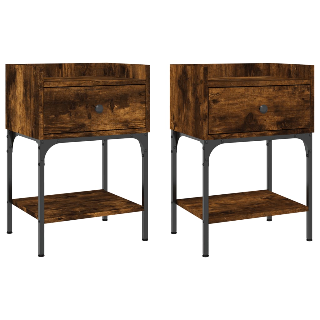 vidaXL Bedside Tables 2 pcs Smoked Oak 40.5x31x60 cm Engineered Wood