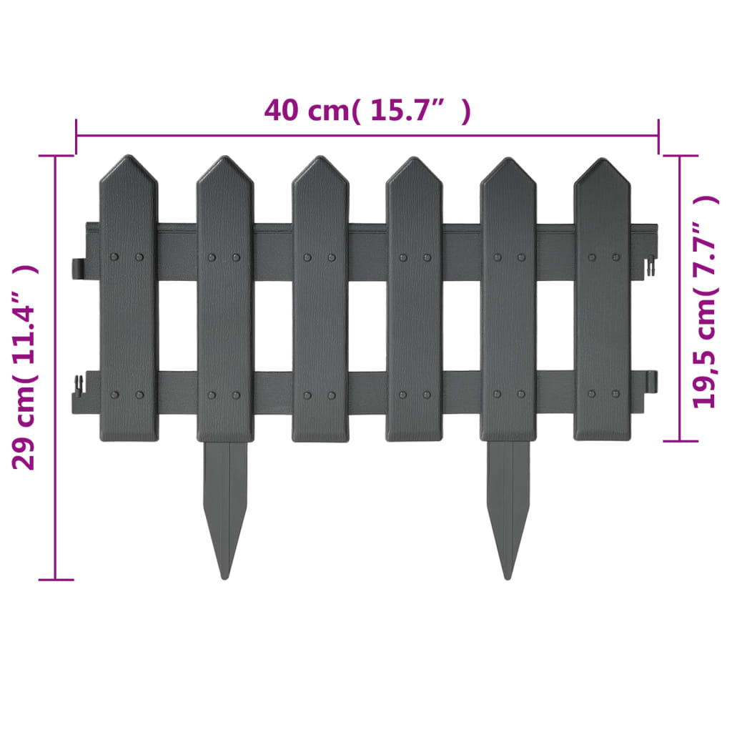 vidaXL Lawn Edgings 25 pcs Anthracite 10 m Polypropylene