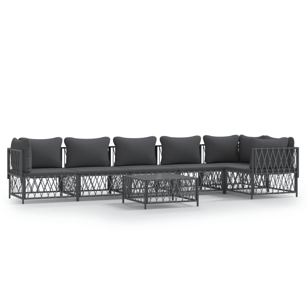 vidaXL 7 Piece Garden Lounge Set with Cushions Anthracite Steel