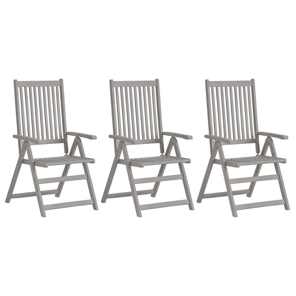 vidaXL Garden Reclining Chairs 3 pcs with Cushions Solid Acacia Wood