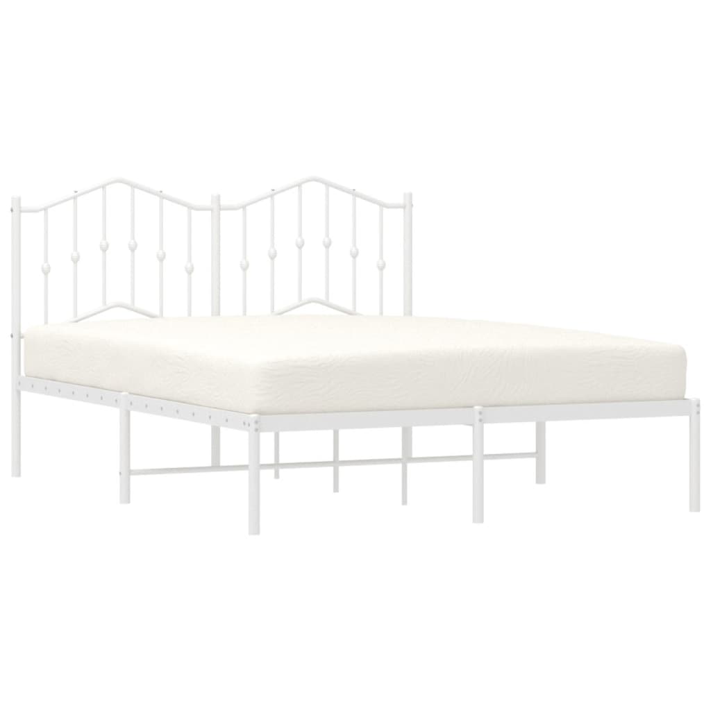 vidaXL Metal Bed Frame without Mattress with Headboard White 150x200 cm King Size