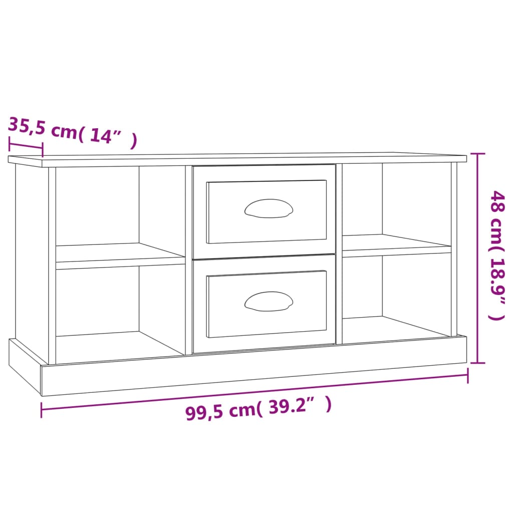 vidaXL TV Cabinet Black 99.5x35.5x48 cm Engineered Wood