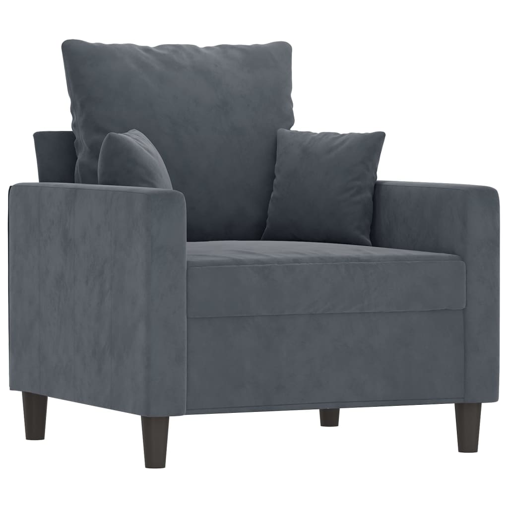 vidaXL Sofa Chair with Footstool Dark Grey 60 cm Velvet