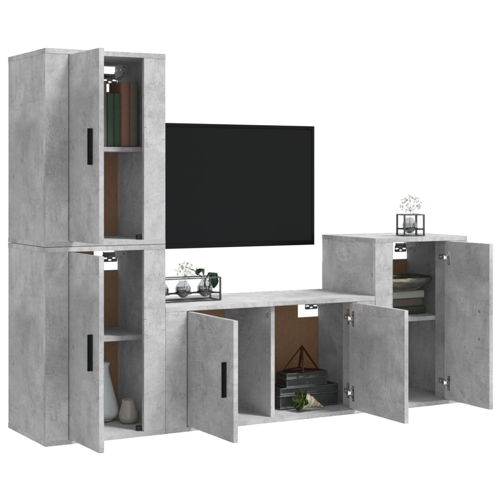 vidaXL 4 Piece TV Cabinet Set Concrete Grey Engineered Wood