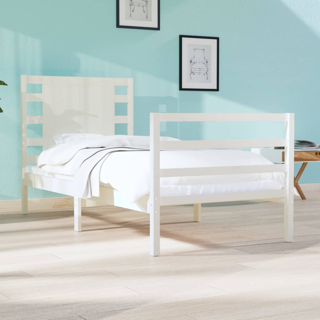 vidaXL Bed Frame without Mattress White 90x190 cm Single Solid Wood Pine