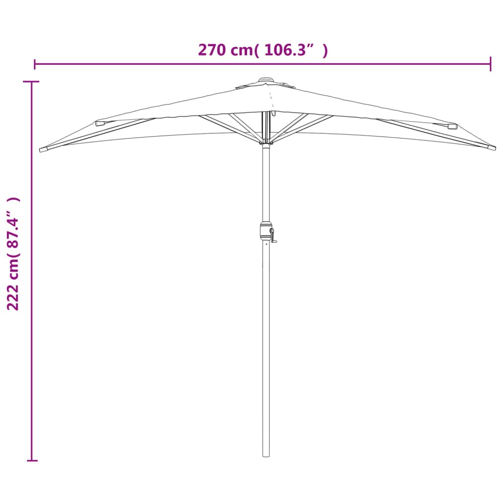 vidaXL Garden Parasol with Aluminium Pole Sand 270x144 cm Half