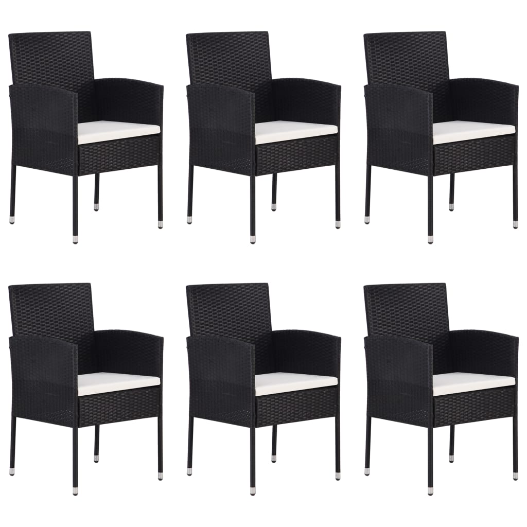 vidaXL 7 Piece Garden Dining Set Poly Rattan Black