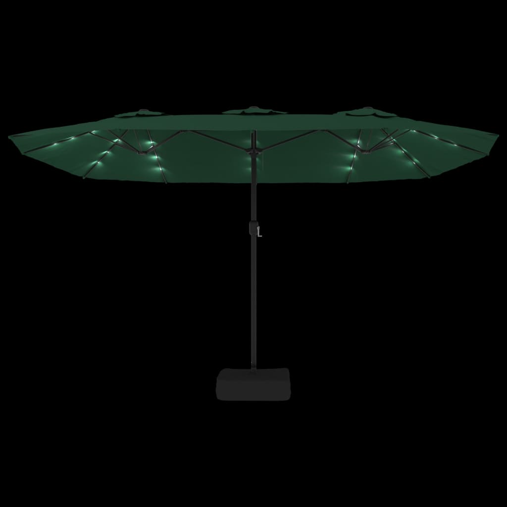 vidaXL Double-Head Garden Parasol with LEDs Green 449x245 cm