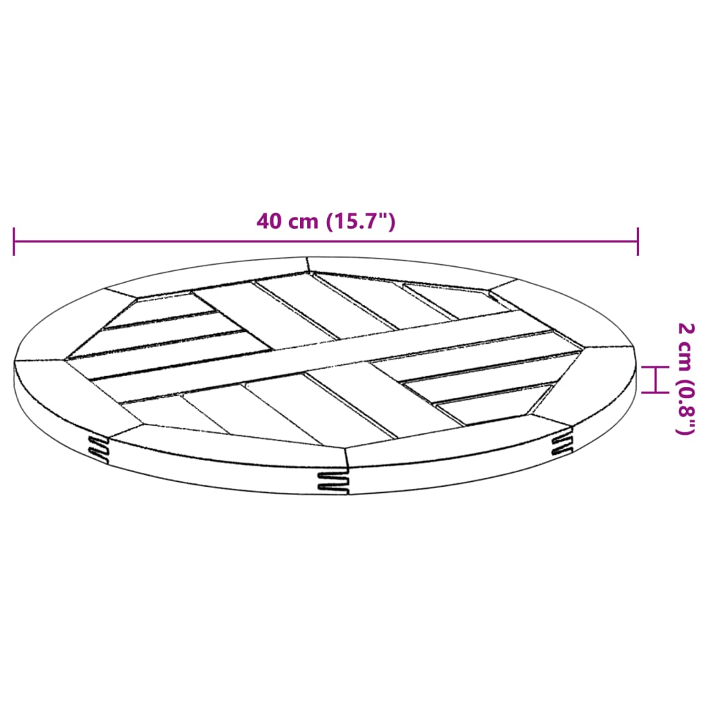 vidaXL Table Top Ø40x2 cm Round Solid Wood Acacia