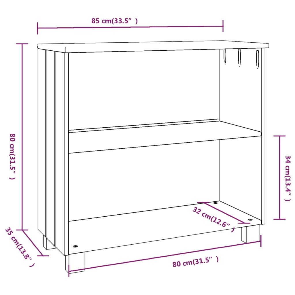 vidaXL Sideboard HAMAR Light Grey 85x35x80 cm Solid Wood Pine