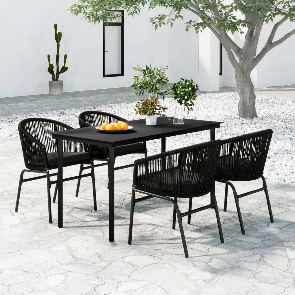 vidaXL 5 Piece Garden Dining Set Black