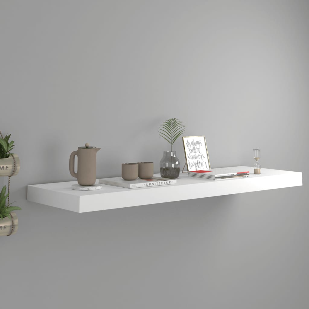 vidaXL Floating Wall Shelf White 80x23.5x3.8 cm MDF