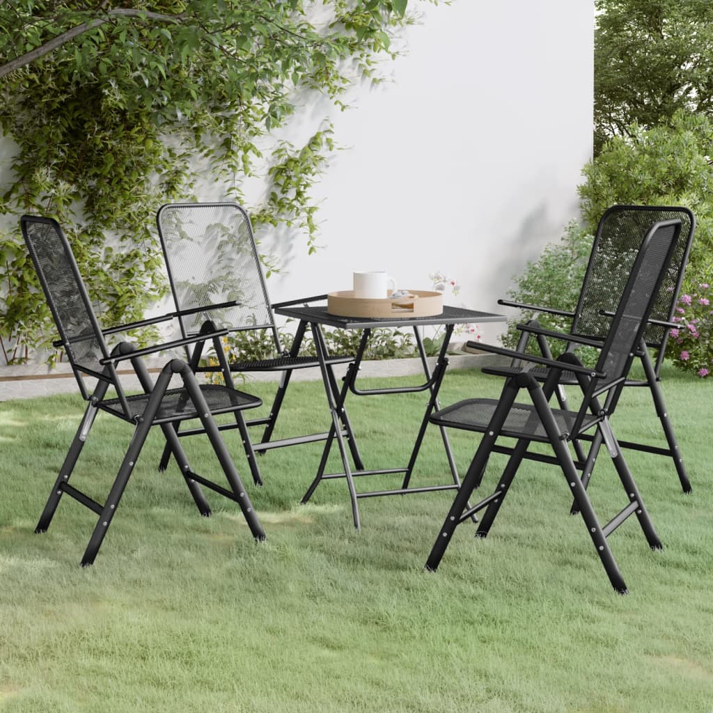 vidaXL 5 Piece Garden Dining Set Expanded Metal Mesh Anthracite