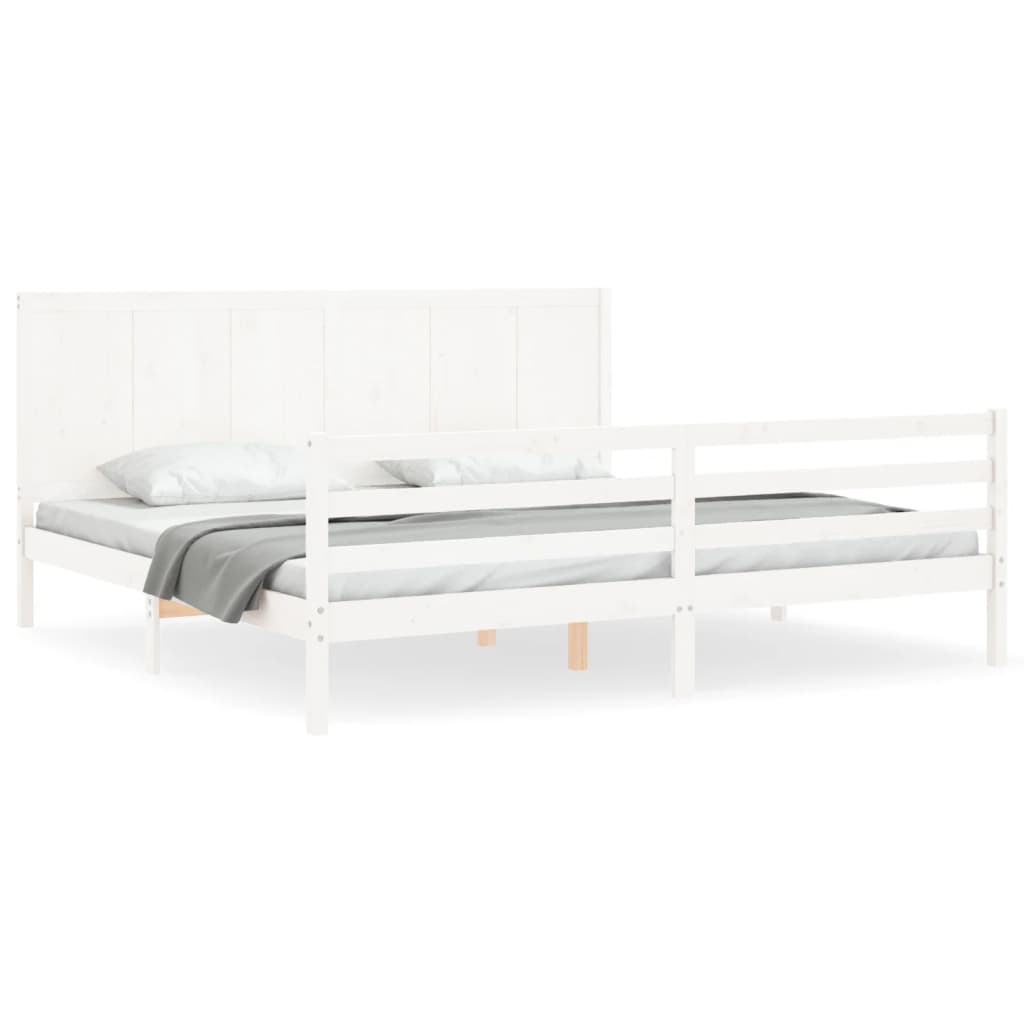 vidaXL Bed Frame without Mattress White Super King Size Solid Wood