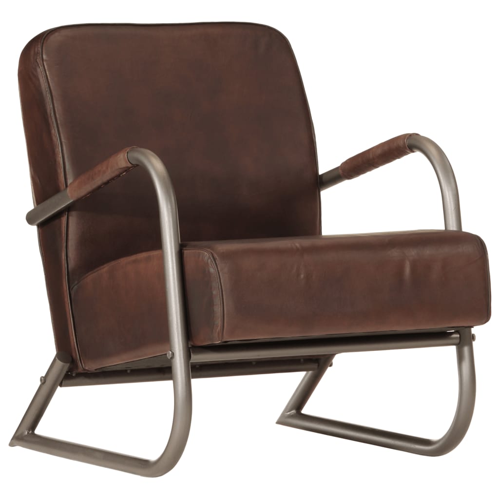 vidaXL Sofa Chair Brown Real Leather