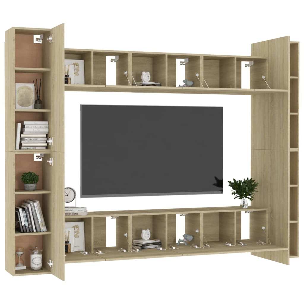 vidaXL 10 Piece TV Cabinet Set Sonoma Oak Engineered Wood