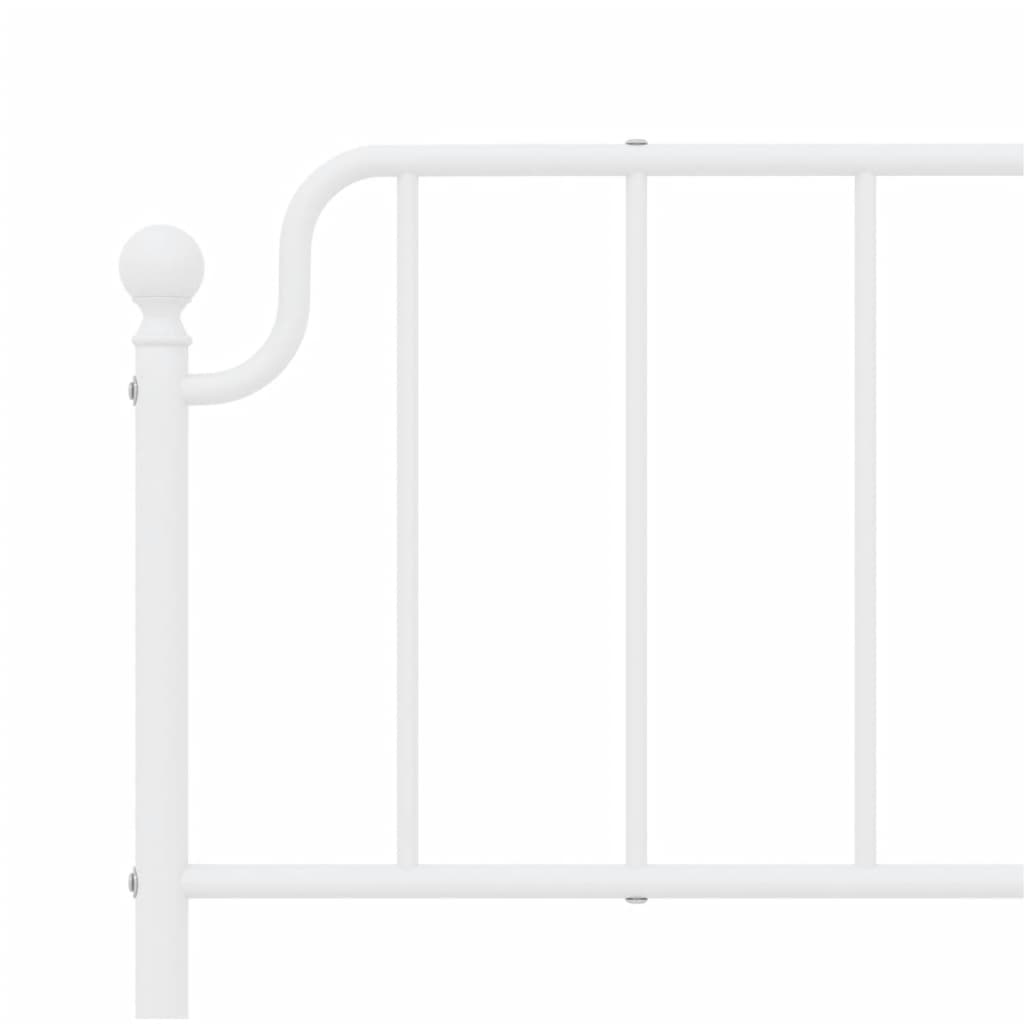 vidaXL Metal Bed Frame without Mattress with Headboard White 180x200 cm Super King