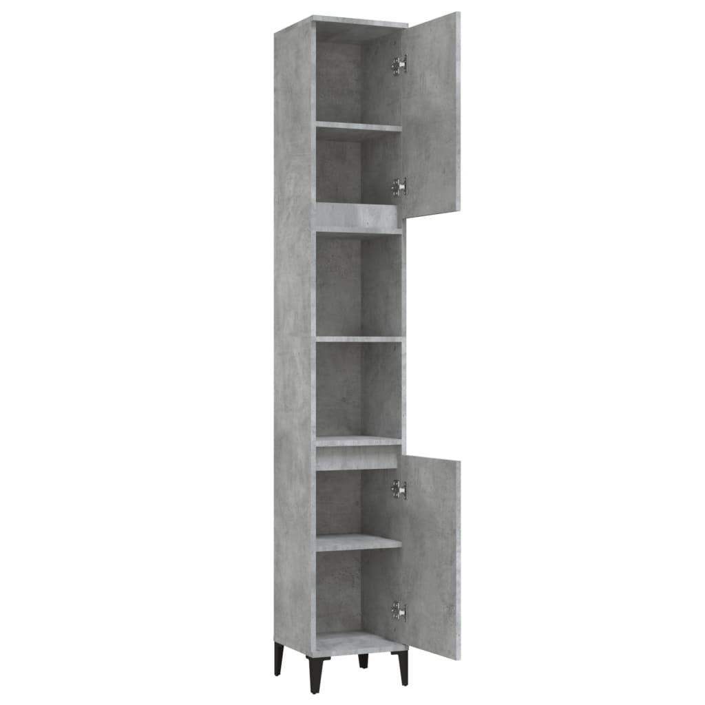 vidaXL Bathroom Cabinet Concrete Grey 30x30x190 cm Engineered Wood