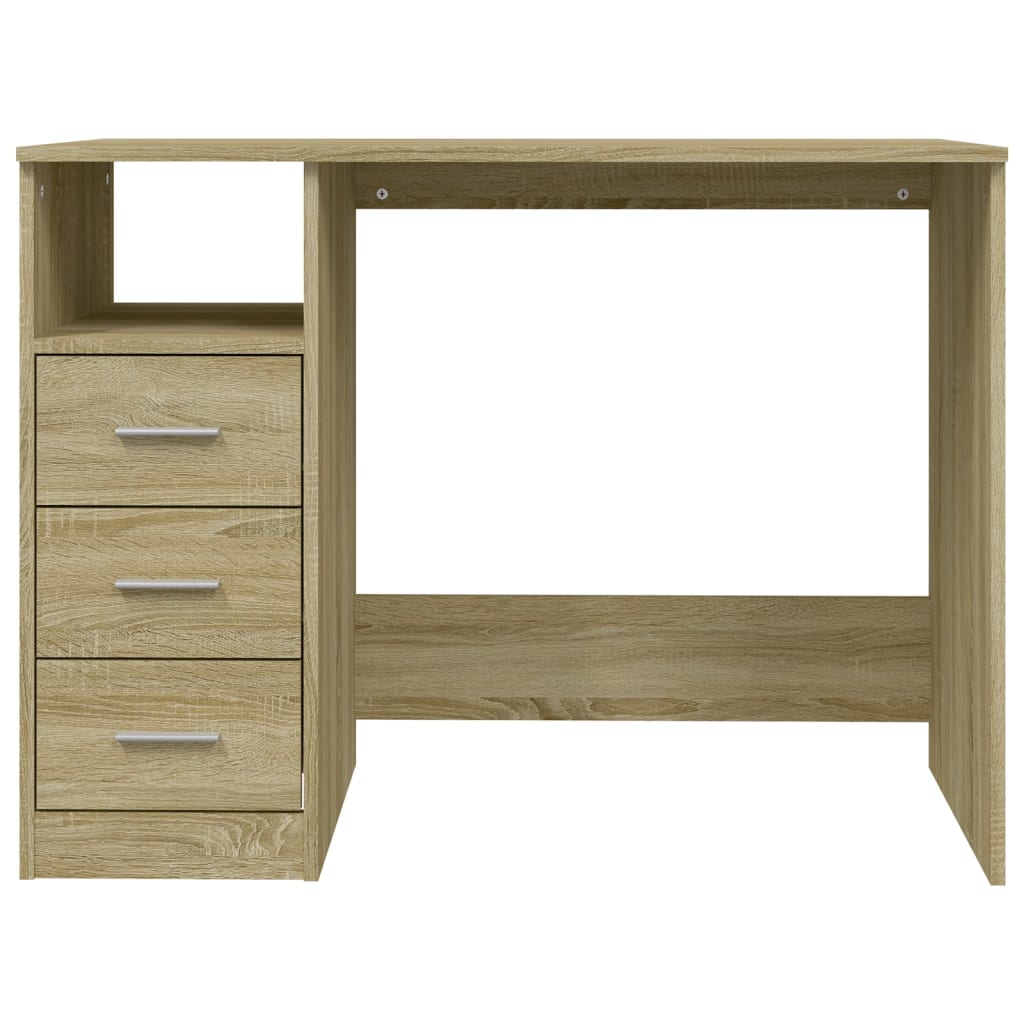 vidaXL Desk with Drawers Sonoma Oak 102x50x76 cm Engineered Wood