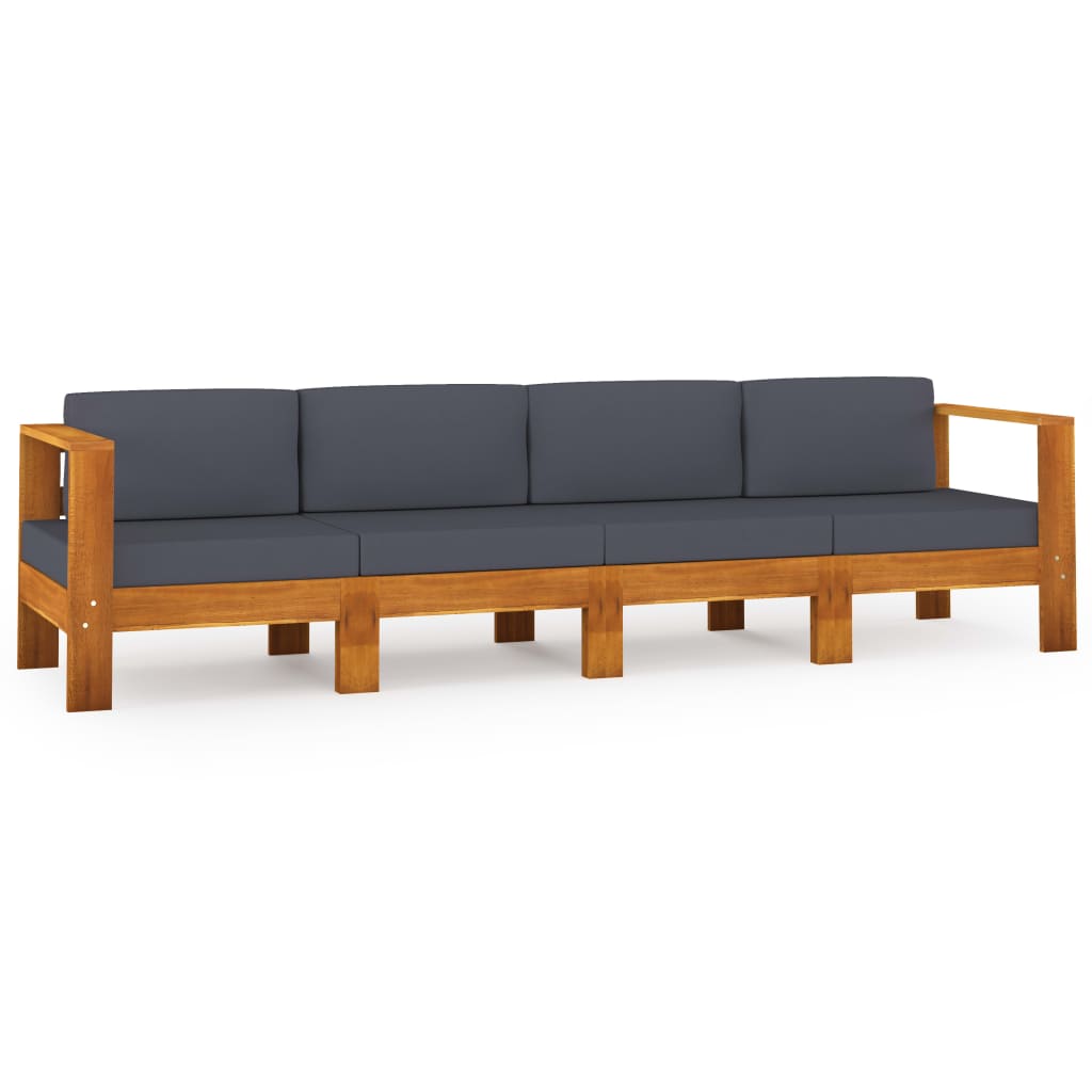 vidaXL 4-Seater Garden Sofa with Dark Grey Cushions Acacia Wood